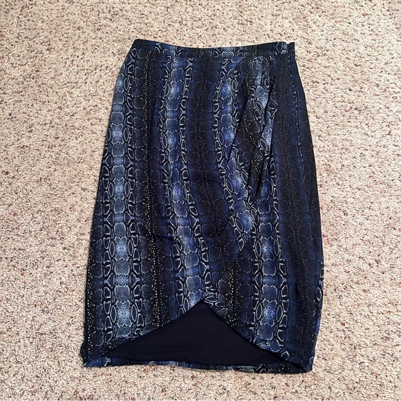 Piperlime Blue Snake Print Midi Skirt - Picture 1 of 5